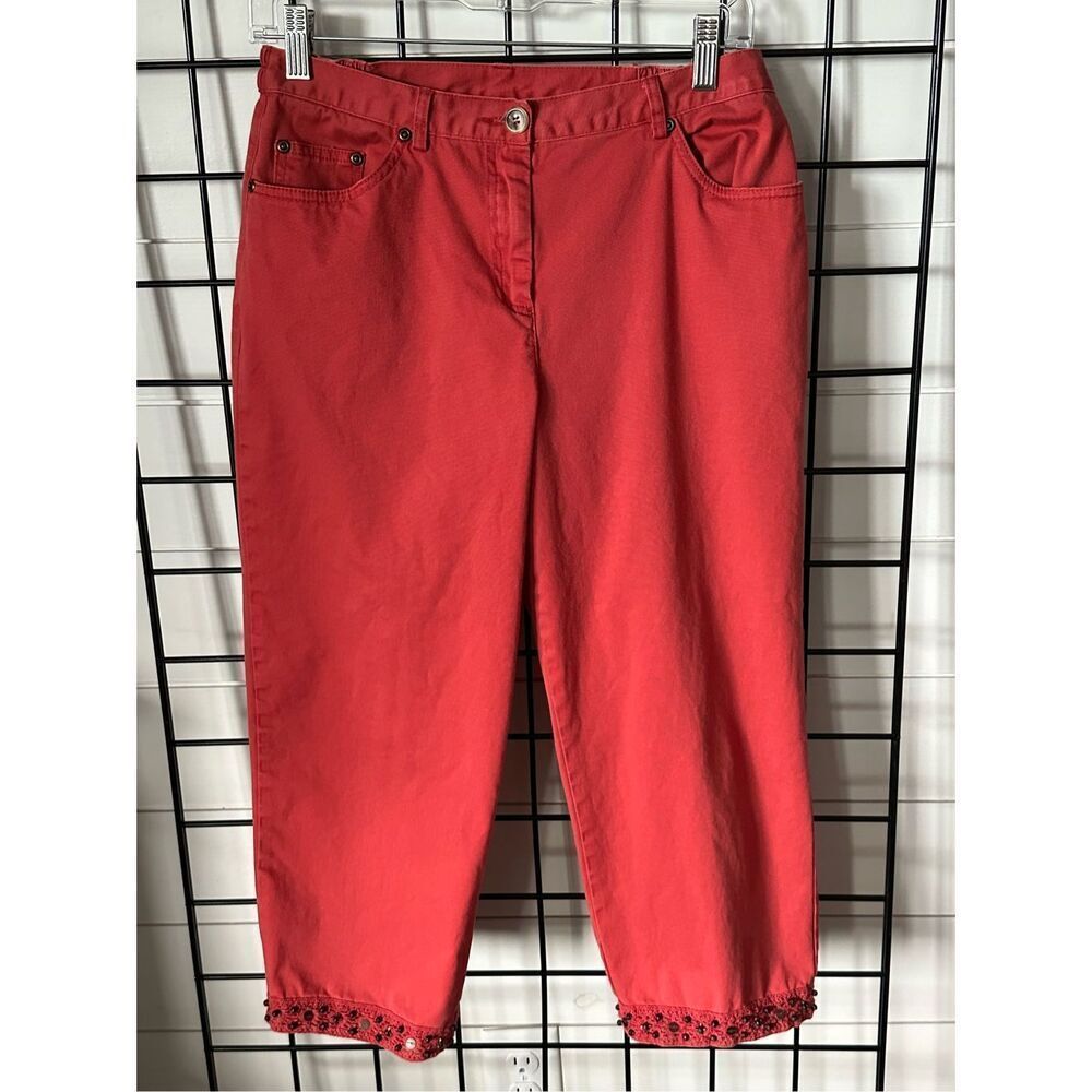 Ruby Rd. Petite capri pants lace hems‎ with beaded detailing size 8